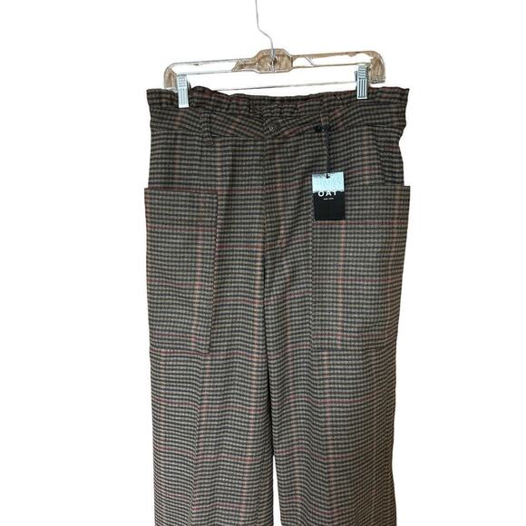 Oat NY Glen Plaid cuffed  neutral business casual academia trouser pant  NWT - Picture 5 of 9